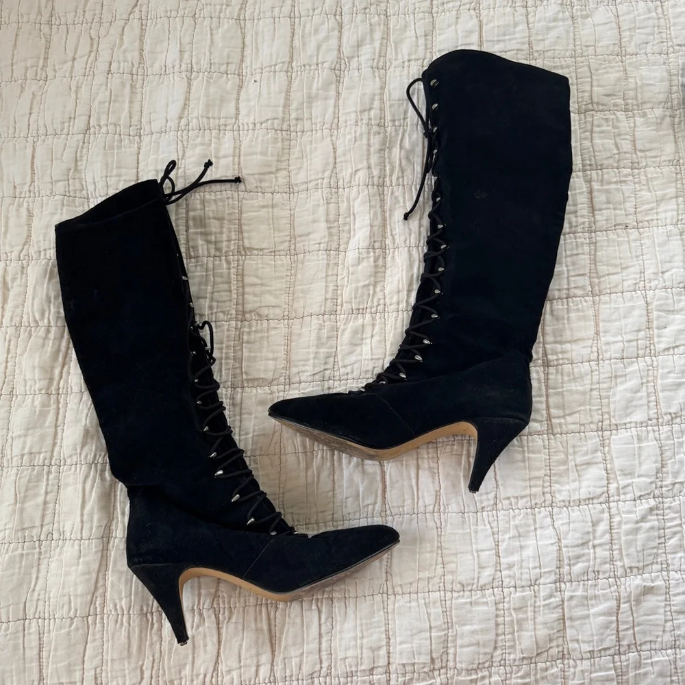 Newport News Vintage Knee High Lace Up Boots / Heels • Size: 6.5 - Picture 5 of 7